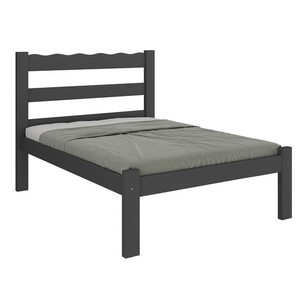 Cama de Casal Madeira Maciça para Colchão 128/138x188cm Multimóveis CR35255 Preto