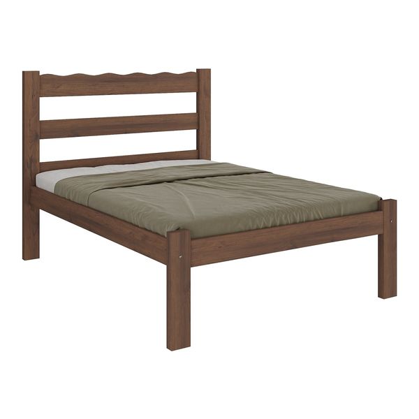 Cama de Casal Madeira Maciça para Colchão 128/138x188cm Multimóveis CR35255 Imbuia