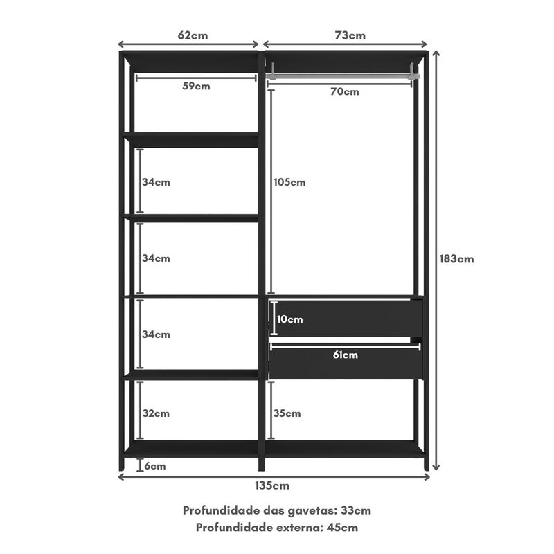 guarda-roupas-closet-modulado-135cm-2-pecas-com-2-gavetas-e-cabideiro-multimoveis-mp4320-preto