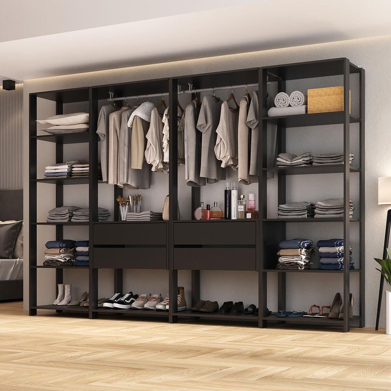 guarda-roupas-closet-modulado-270cm-4-pecas-com-4-gavetas-e-cabideiros-multimoveis-mp4321-preto