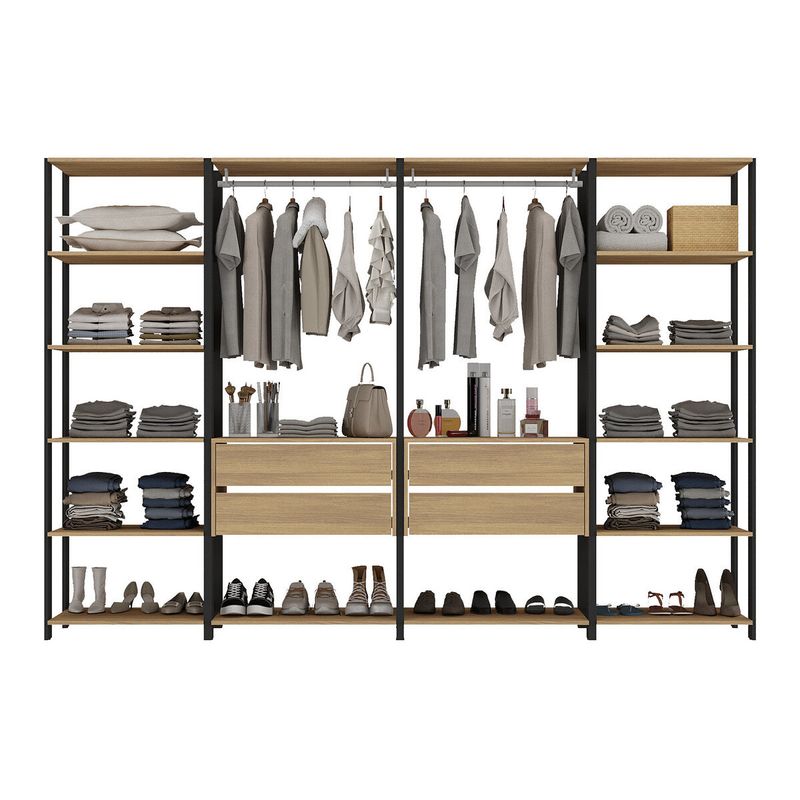 guarda-roupas-closet-modulado-205cm-4-pecas-com-4-gavetas-e-cabideiros-multimoveis-mp4321-preto-madeirado