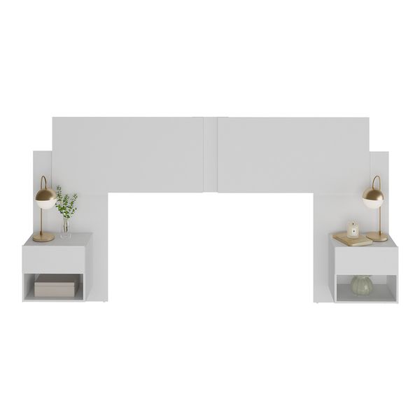 Cabeceira Casal/Queen com 2 Mesas de Cabeceira 232cm Multimóveis MP4317 Branco