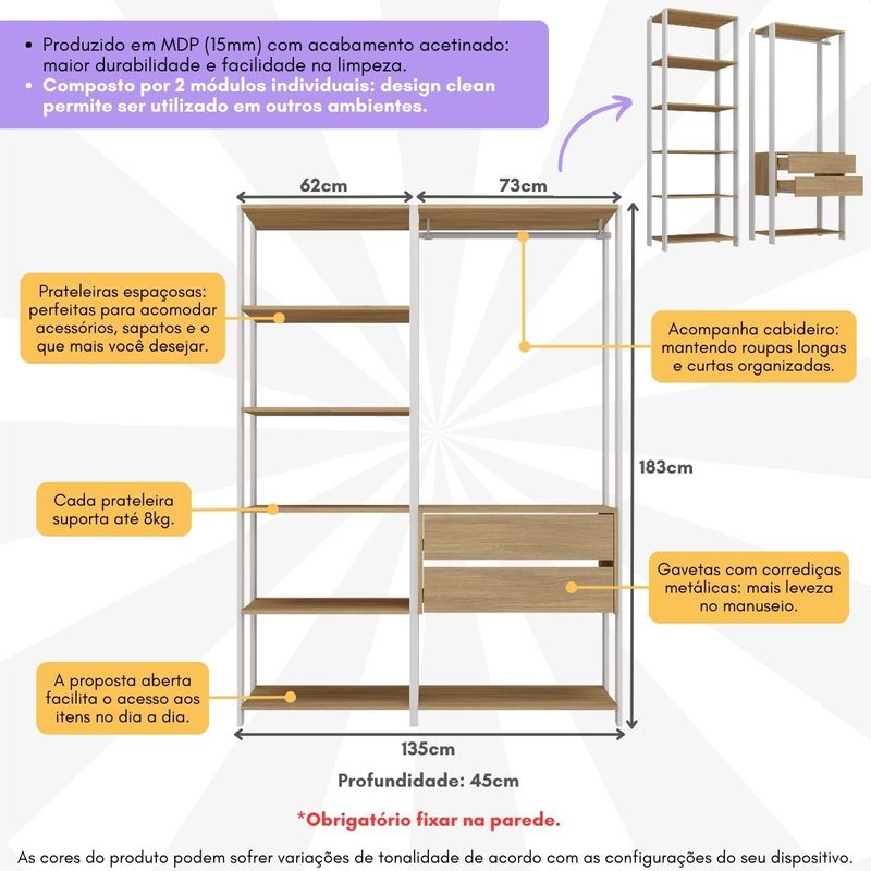 guarda-roupas-closet-modulado-135cm-2-pecas-com-2-gavetas-e-cabideiro-multimoveis-mp4320-branco-madeirado