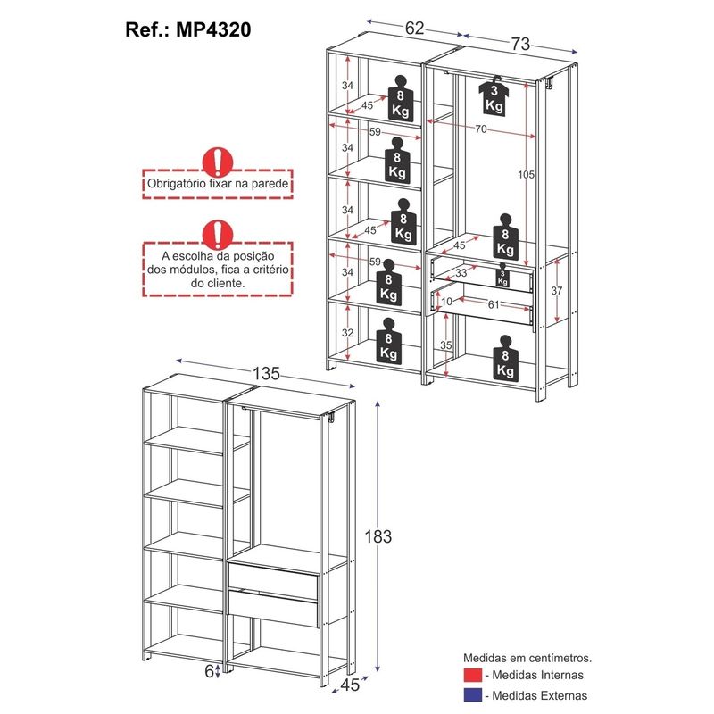 guarda-roupas-closet-modulado-135cm-2-pecas-com-2-gavetas-e-cabideiro-multimoveis-mp4320-branco-madeirado