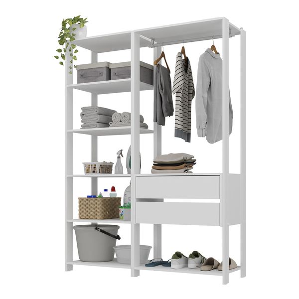 Armário Multiuso de Lavanderia Modulado 135cm 2 Peças Multimóveis MP5058 Branco