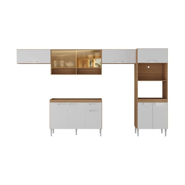 Cozinha Completa Modulada 5 Peças Paris Multimóveis MP2250 Madeirado/Branco