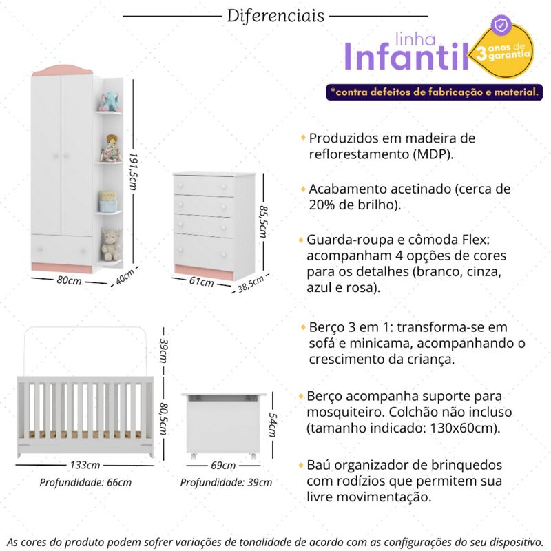 quarto-infantil-completo-com-berco-3-em-1-para-colchao-130x60cm-multimoveis-mp4344-branco-colorido