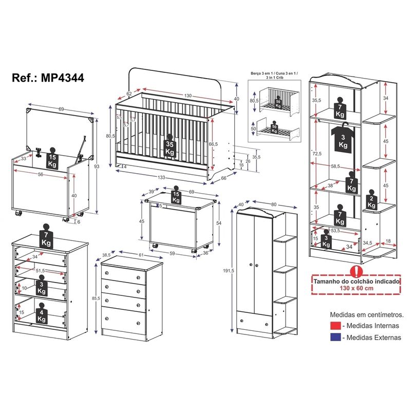 quarto-infantil-completo-com-berco-3-em-1-para-colchao-130x60cm-multimoveis-mp4344-branco-colorido