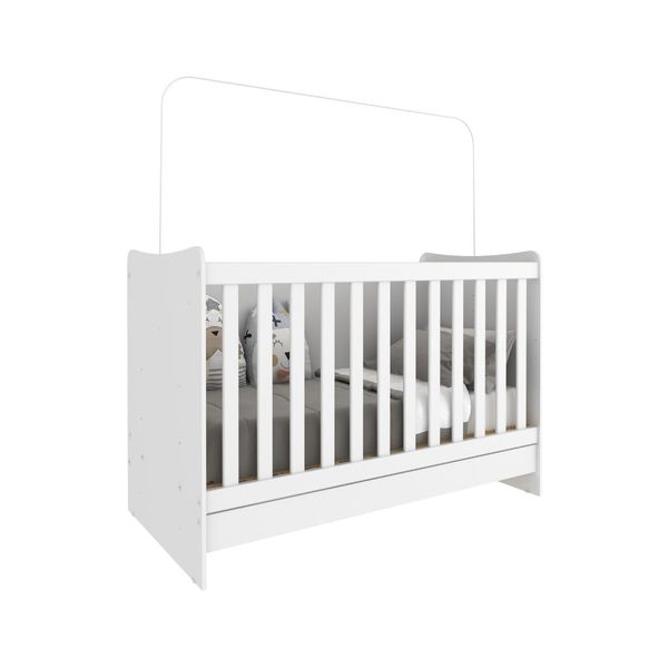 Berço 4 em 1 Vira Escrivaninha para Colchão 60x130cm Multimóveis MP4349 Branco