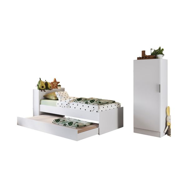 Bicama para Colchão 78x188cm com Baú Embutido e Sapateira Multimóveis MP4362 Branco