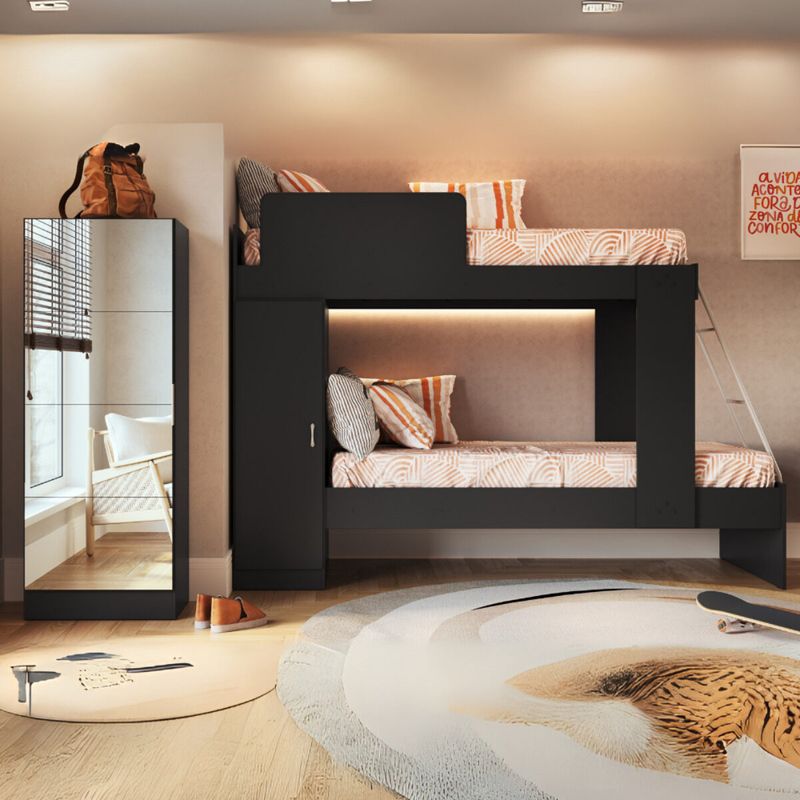 beliche-para-colchao-78x188cm-com-1-porta-e-sapateira-com-espelhos-multimoveis-mp4370-preto