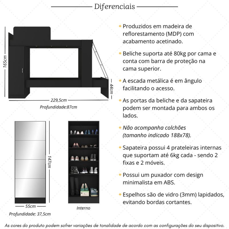 beliche-para-colchao-78x188cm-com-1-porta-e-sapateira-com-espelhos-multimoveis-mp4370-preto