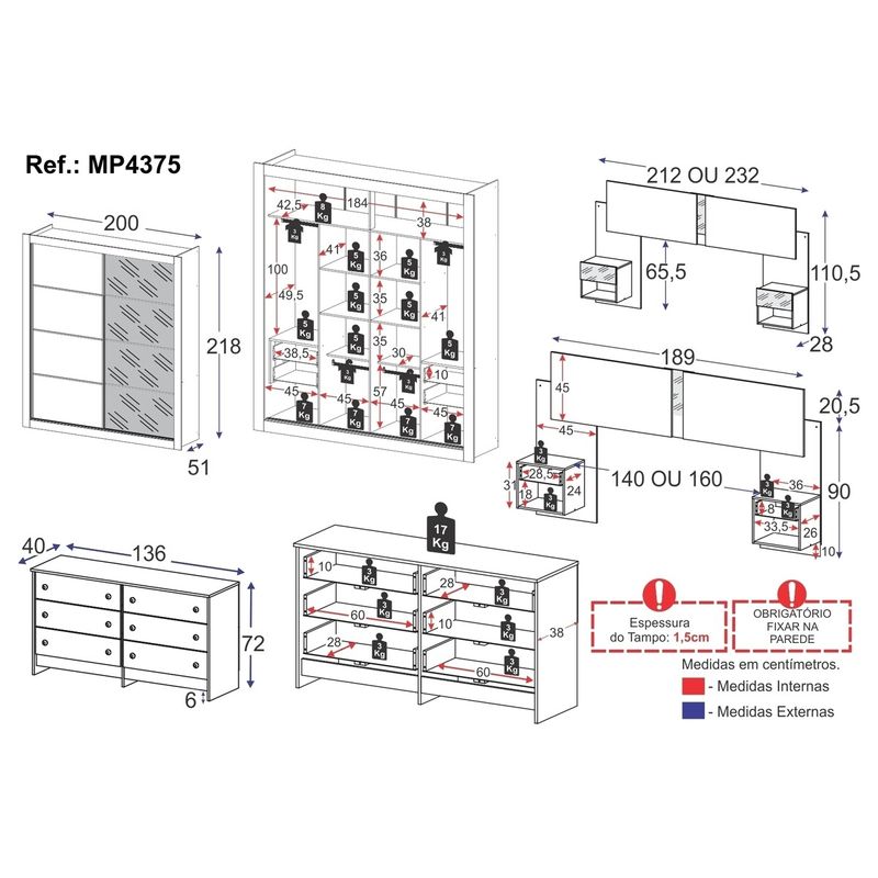 quarto-completo-com-cabeceira-casal-queen-guarda-roupa-e-comoda-multimoveis-mp4375-branco-lacca-fume