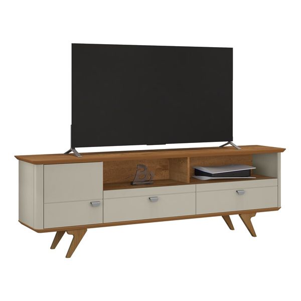 Rack para TV até 70 Polegadas com 1 Porta e 2 Gavetas Multimóveis CR45290 Off White/Naturalle