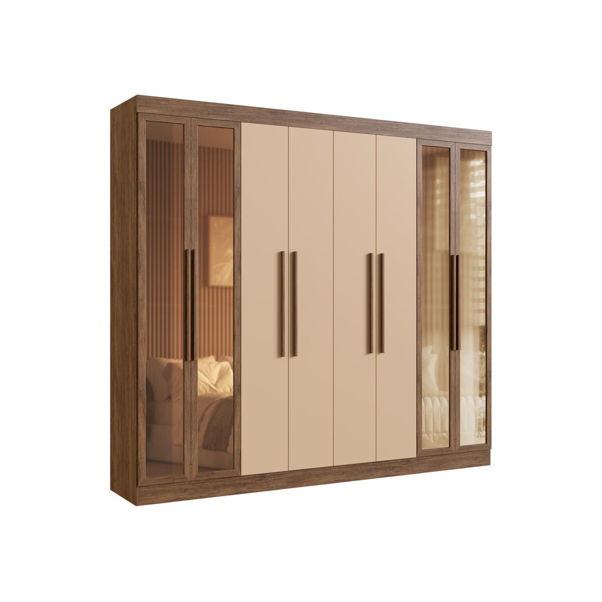 Guarda-Roupas Casal 8 Portas 242cm Multimóveis CR35261 Castanho