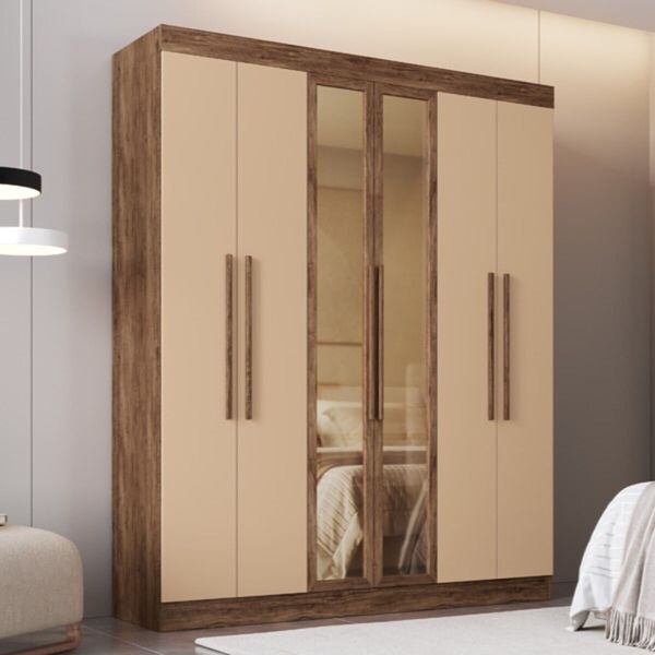 Guarda-Roupas Casal 6 Portas 180cm Multimóveis CR35262 Castanho/Nude