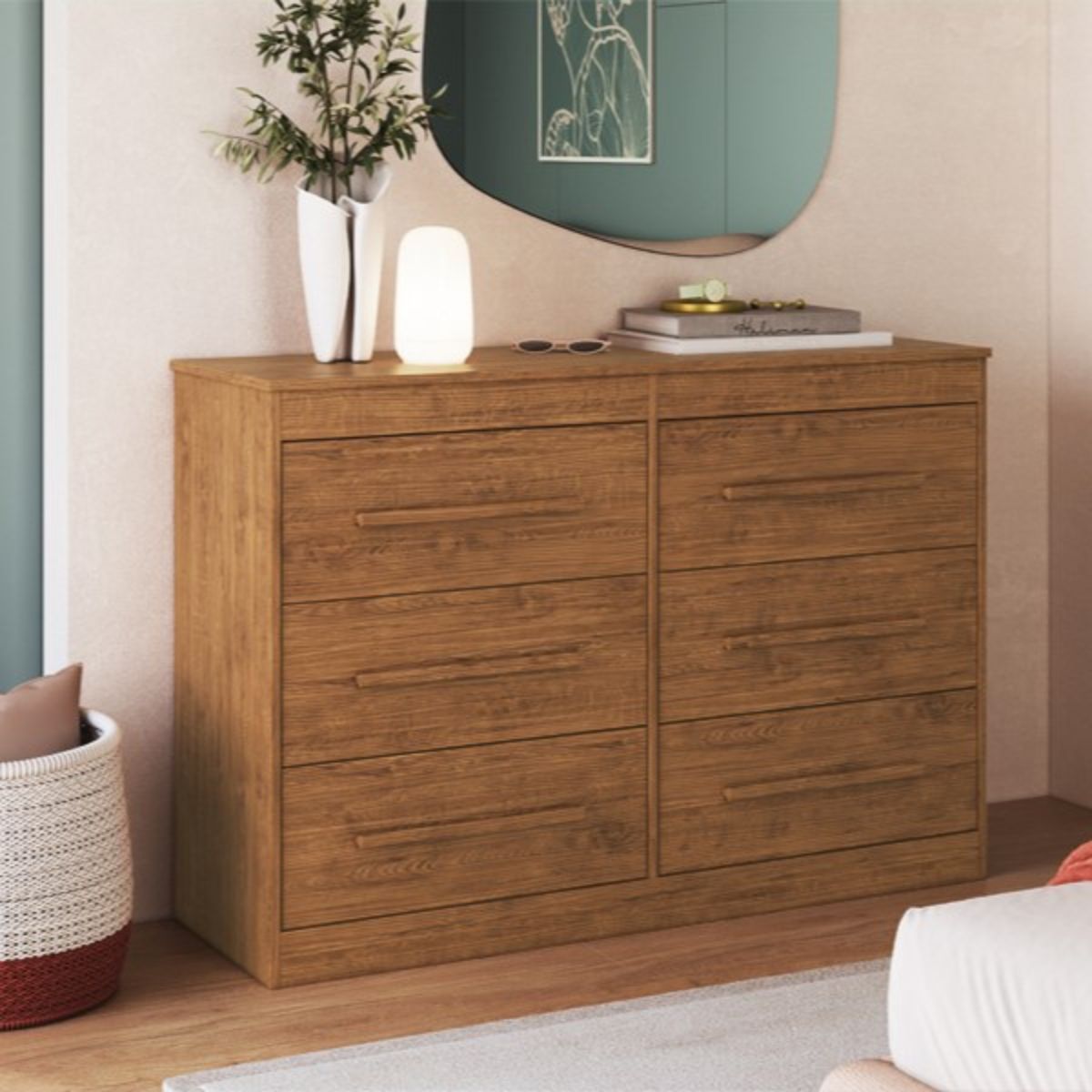 Cômoda com 6 Gavetas 121cm Multimóveis CR35263 Nogueira - Multimóveis