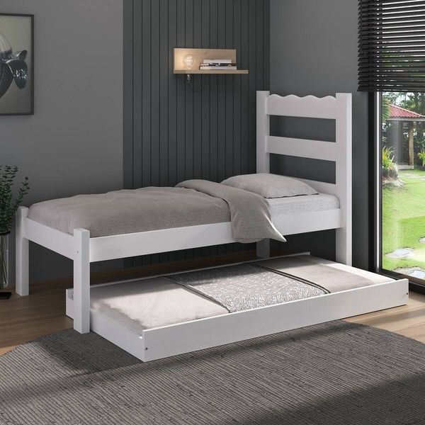 Bicama de Madeira Maciça para Colchão 78/88x188cm Multimóveis CR35257 Branco