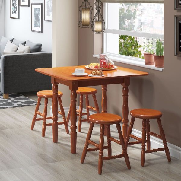 Conjunto Sala de Jantar com Mesa Dobrável e 4 Banquetas Multimóveis CR50117 Mel