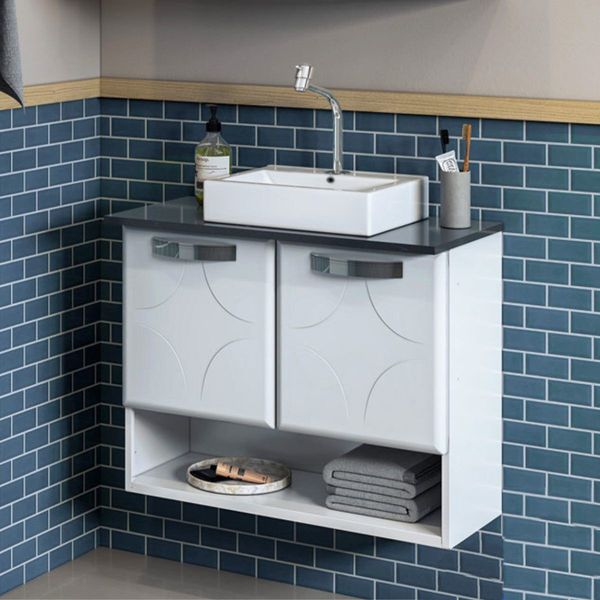 Gabinete de Banheiro com Tampo e 2 Portas Suspenso 70,5cm Multimóveis CR10143 Branco