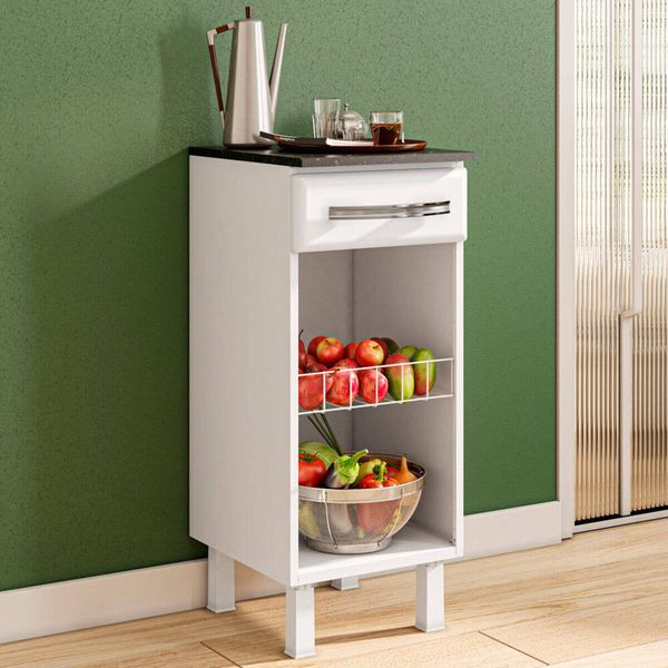 Balcão de Cozinha de Aço com Tampo Fruteira e 1 Gaveta 35cm Multimóveis CR20349 Branco