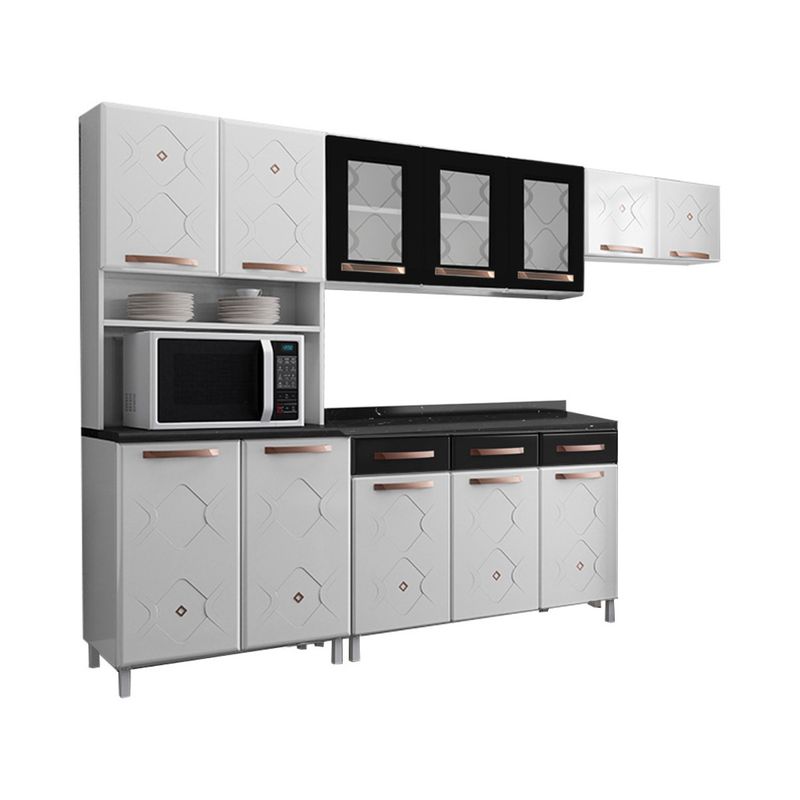 cozinha-completa-modulada-de-aco-4-pecas-com-vidros-e-balcao-multimoveis-cr20353-branco-preto