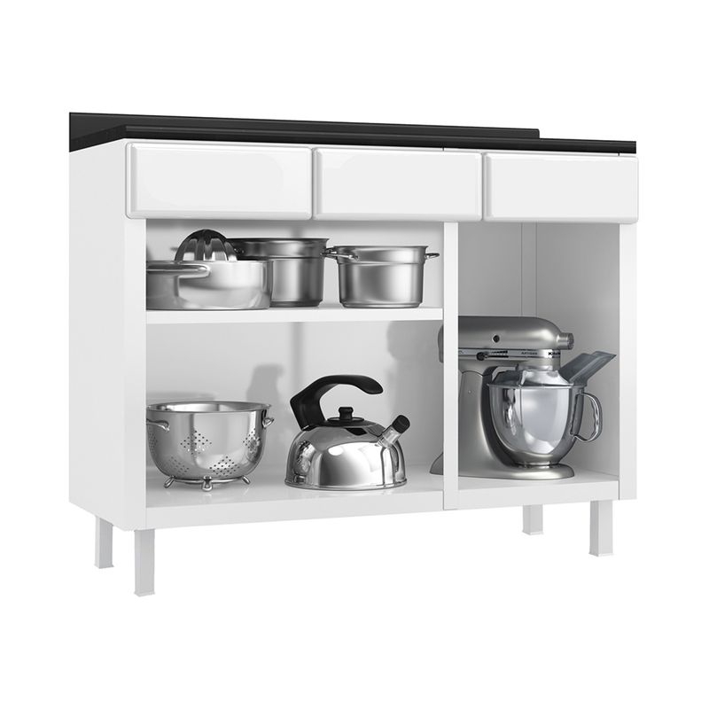 balcao-de-cozinha-de-aco-com-tampo-3-portas-e-3-gavetas-120cm-multimoveis-cr20354-branco