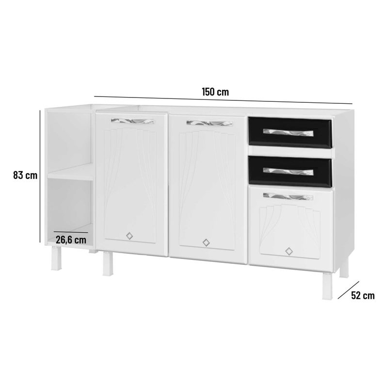 balcao-de-cozinha-de-aco-gabinete-para-pia-3-portas-2-gavetas-150cm-multimoveis-cr20355-branco-preto