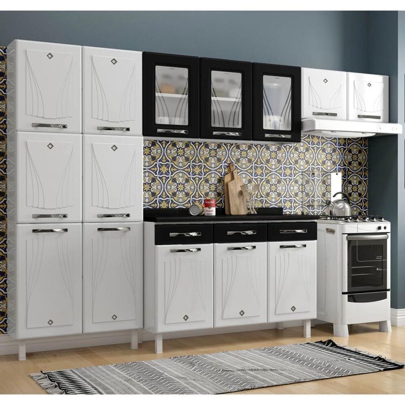 cozinha-completa-modulada-de-aco-4-pecas-com-vidros-e-balcao-multimoveis-cr20356-branco-preto