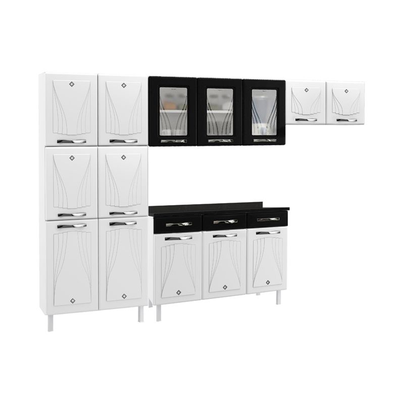 cozinha-completa-modulada-de-aco-4-pecas-com-vidros-e-balcao-multimoveis-cr20356-branco-preto