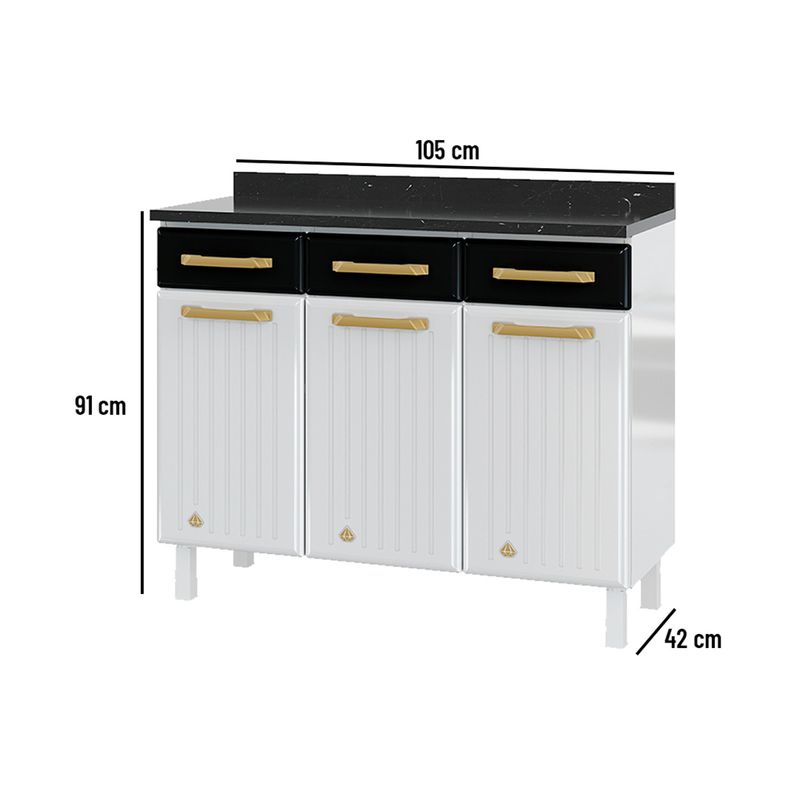 balcao-de-cozinha-de-aco-com-tampo-3-portas-e-3-gavetas-105cm-multimoveis-cr20360-branco-preto