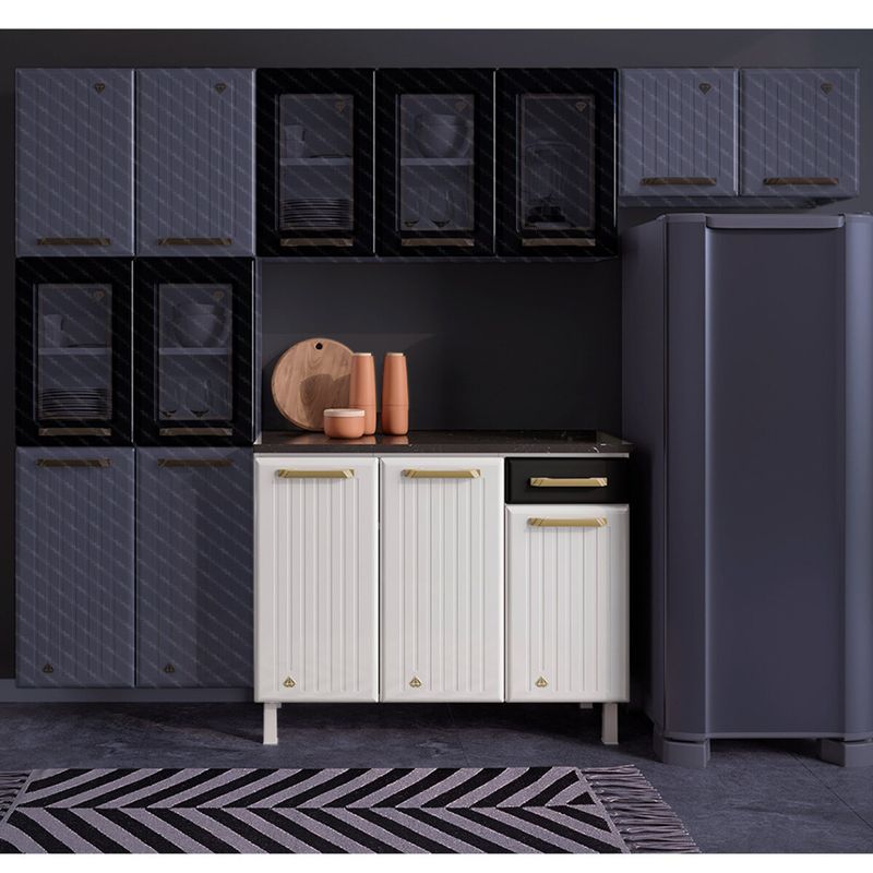 balcao-de-cozinha-de-aco-com-tampo-3-portas-e-1-gaveta-105cm-multimoveis-cr20361-branco-preto