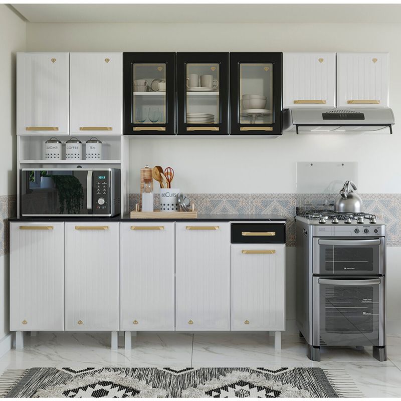cozinha-completa-de-aco-4-pecas-armario-para-forno-micro-e-balcao-multimoveis-cr20371-branco-preto