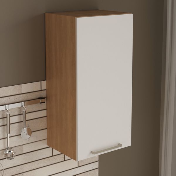 Armário de Cozinha Aéreo com 1 Porta 40cm Multimóveis CR20416 Freijó/Branco