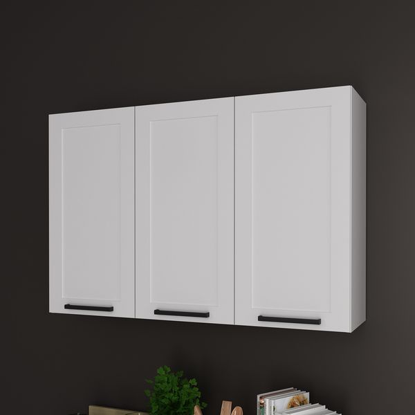 Armário de Cozinha Aéreo em MDF com 3 Portas 120cm Multimóveis CR20446 Branco