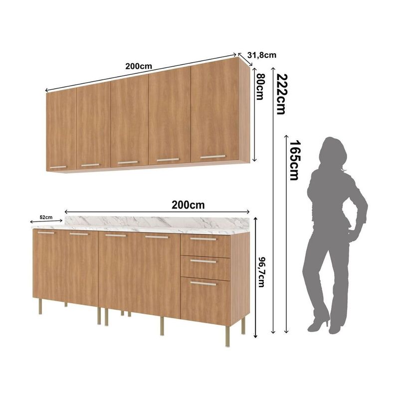 cozinha-compacta-4-pecas-com-armario-e-balcao-com-tampo-multimoveis-cr20448-freijo-marmore-branco