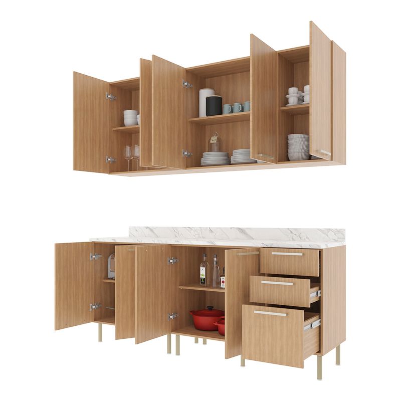 cozinha-compacta-4-pecas-com-armario-e-balcao-com-tampo-multimoveis-cr20448-freijo-marmore-branco