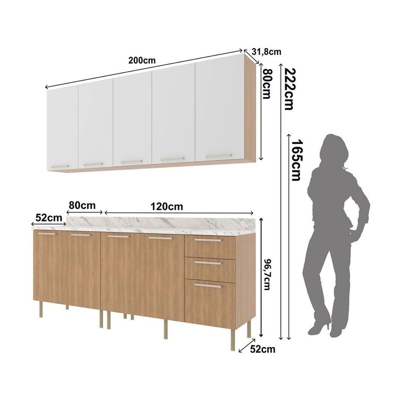 cozinha-compacta-4-pecas-com-armario-e-balcao-com-tampo-multimoveis-cr20448-freijo-branco-marmore-branco