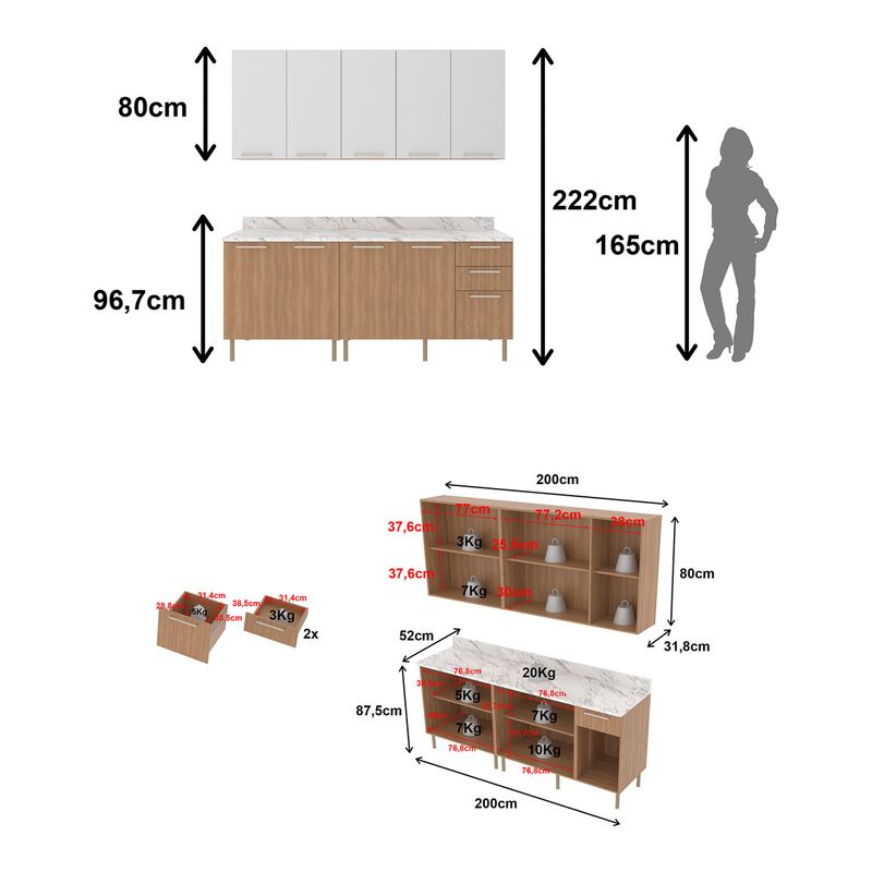 cozinha-compacta-4-pecas-com-armario-e-balcao-com-tampo-multimoveis-cr20448-freijo-branco-marmore-branco