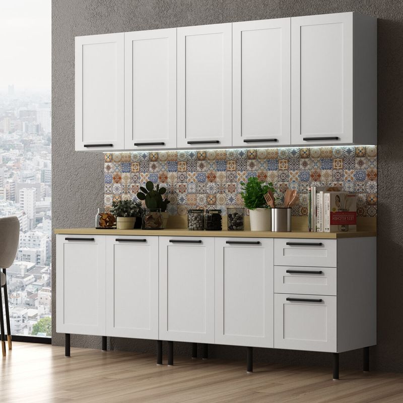 cozinha-compacta-mdf-4-pecas-com-armario-e-balcao-com-tampo-multimoveis-cr20453-branco-carvalho-tropical