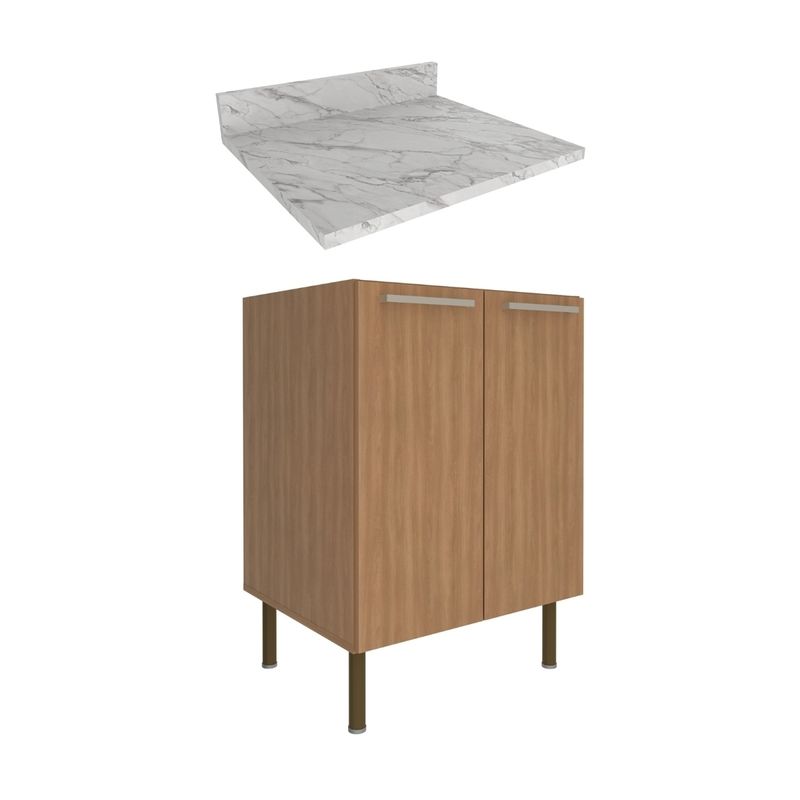 balcao-de-cozinha-com-tampo-e-2-portas-60cm-multimoveis-cr20461-freijo-marmore-branco
