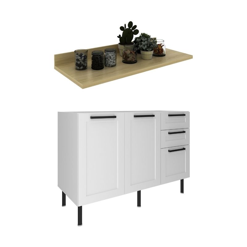 balcao-de-cozinha-em-mdf-com-tampo-2-portas-e-3-gavetas-120cm-multimoveis-cr20462-branco-carvalho-tropical