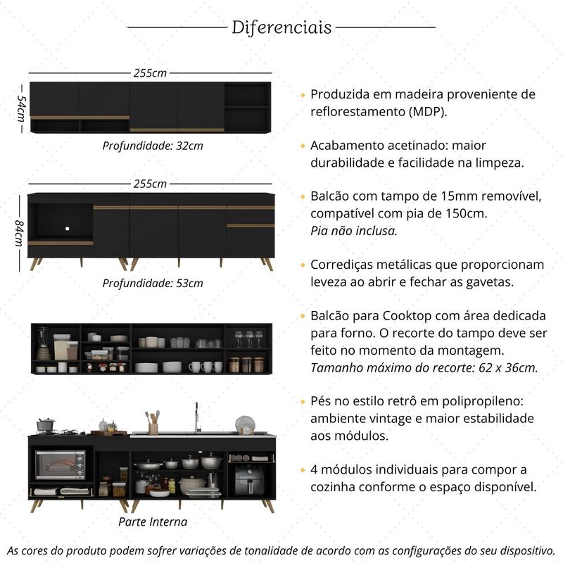 armario-de-cozinha-modulada-compacta-4-pcs-com-balcao-para-cooktop-veneza-multimoveis-mp2261-preto-dourado