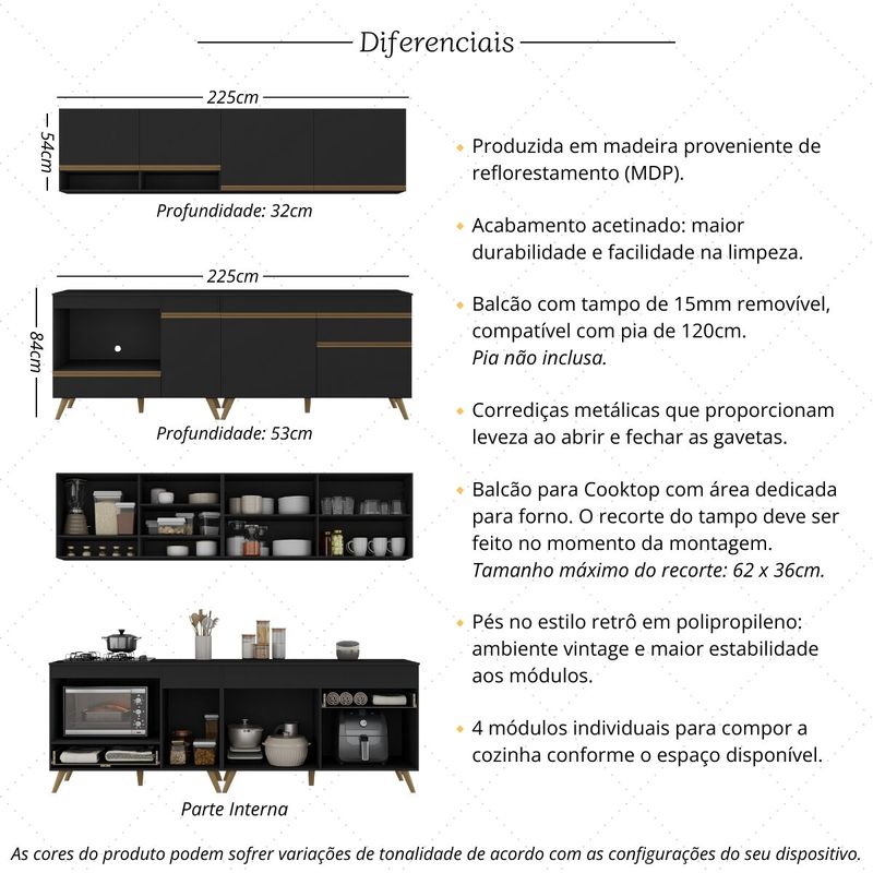 armario-de-cozinha-modulada-compacta-com-balcao-para-cooktop-forno-veneza-multimoveis-mp2262-preto-dourado