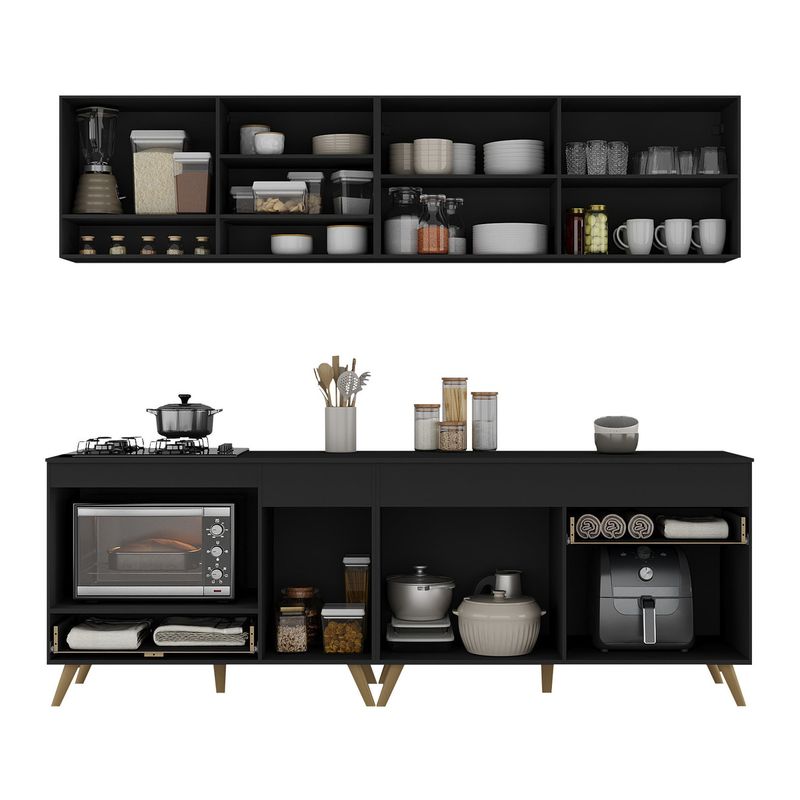 armario-de-cozinha-modulada-compacta-com-balcao-para-cooktop-forno-veneza-multimoveis-mp2262-preto-dourado
