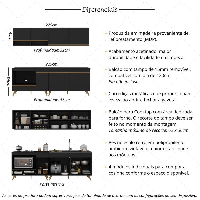 armario-de-cozinha-modulada-compacta-4-pcs-com-balcao-para-cooktop-veneza-multimoveis-mp2264-preto-dourado