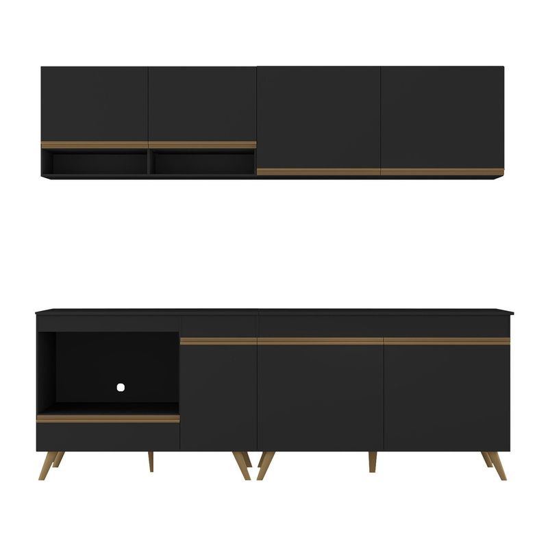 armario-de-cozinha-modulada-compacta-4-pcs-com-balcao-para-cooktop-veneza-multimoveis-mp2264-preto-dourado