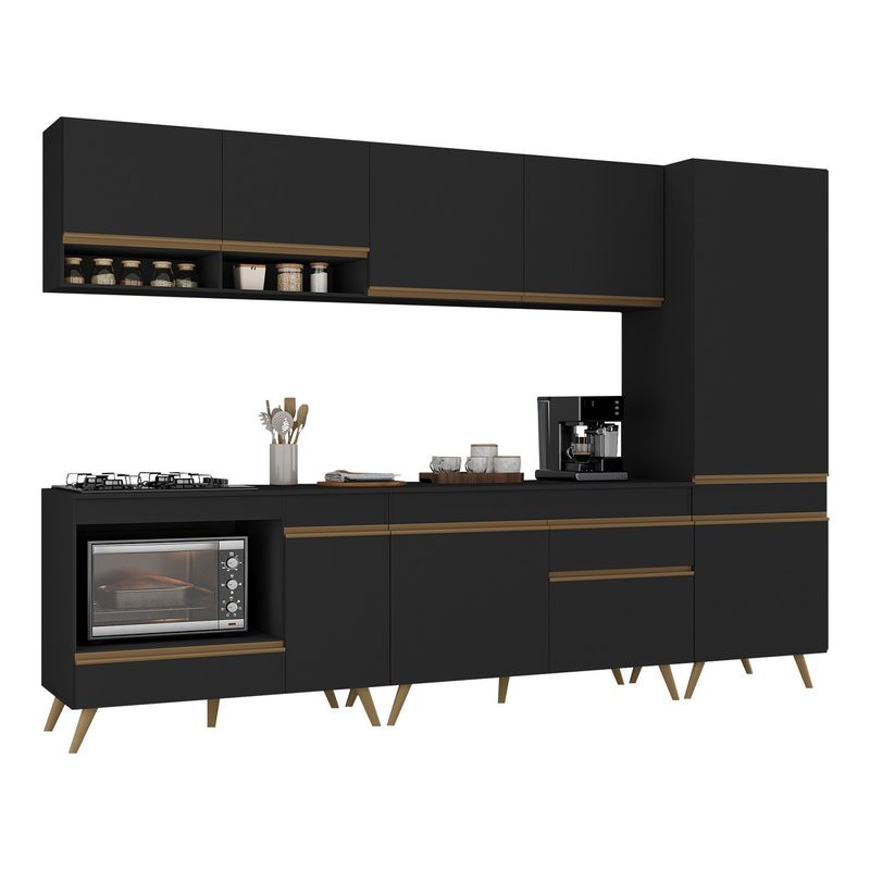 cozinha-modulada-completa-compacta-5-pcs-com-balcao-para-cooktop-veneza-multimoveis-mp2266-preto-dourado