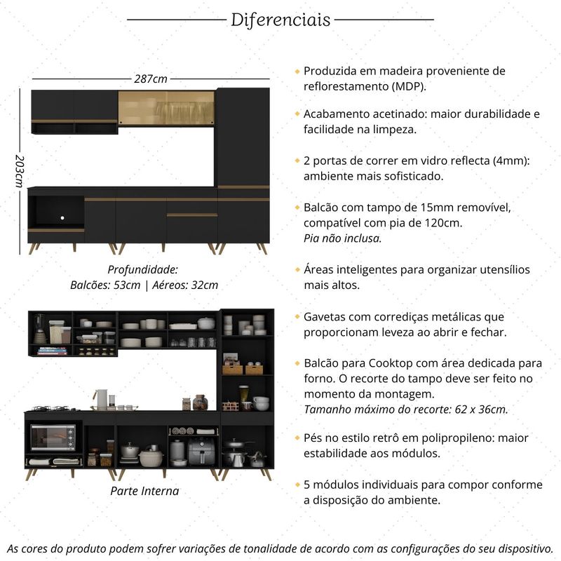 cozinha-modulada-completa-compacta-287cm-com-balcao-para-cooktop-veneza-multimoveis-mp2267-preto-dourado