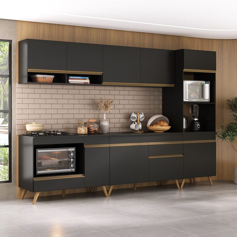 cozinha-modulada-completa-compacta-5-pcs-com-balcao-para-cooktop-veneza-multimoveis-mp2268-preto-dourado
